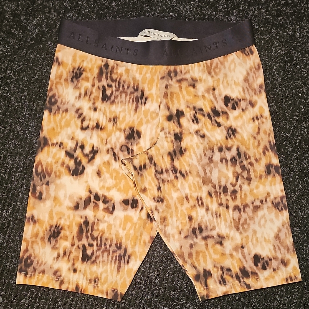 All Saints Animal Print Shorts in Brown and Tan